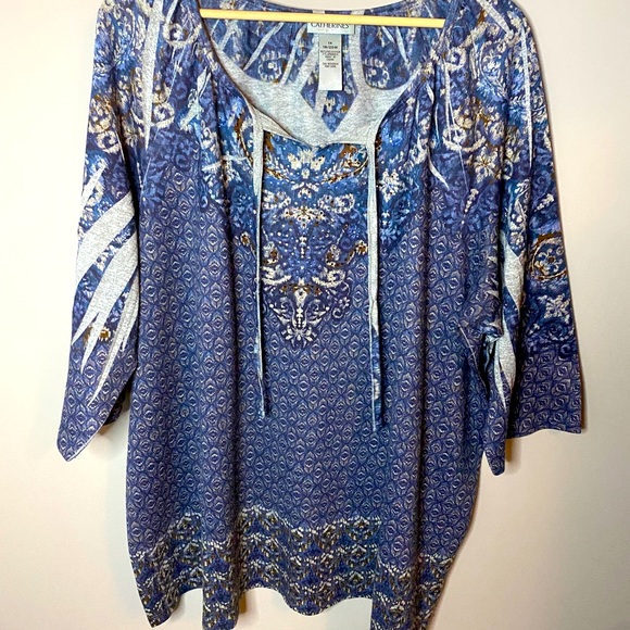 Catherine’s Boho blue/white style top size 1x - Picture 1 of 6